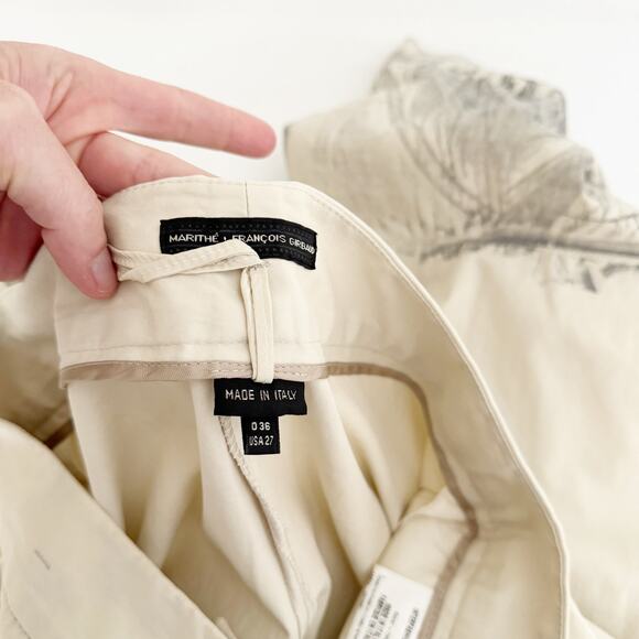 Marithe Francois Girbaud Women's Distressed Khaki Cropped Pants Size 0 - Picture 6 of 8